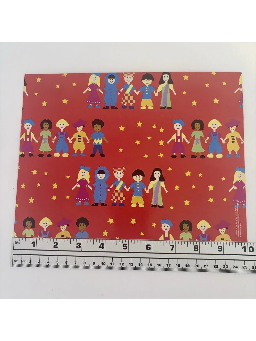 Vintage Christmas Flat Gift Wrap, Holiday Save the Children 1994 2002  3 Pack